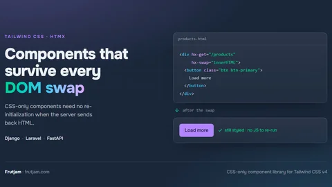 Tailwind CSS and HTMX — a CSS-only Load more button still styled after an HTMX swap